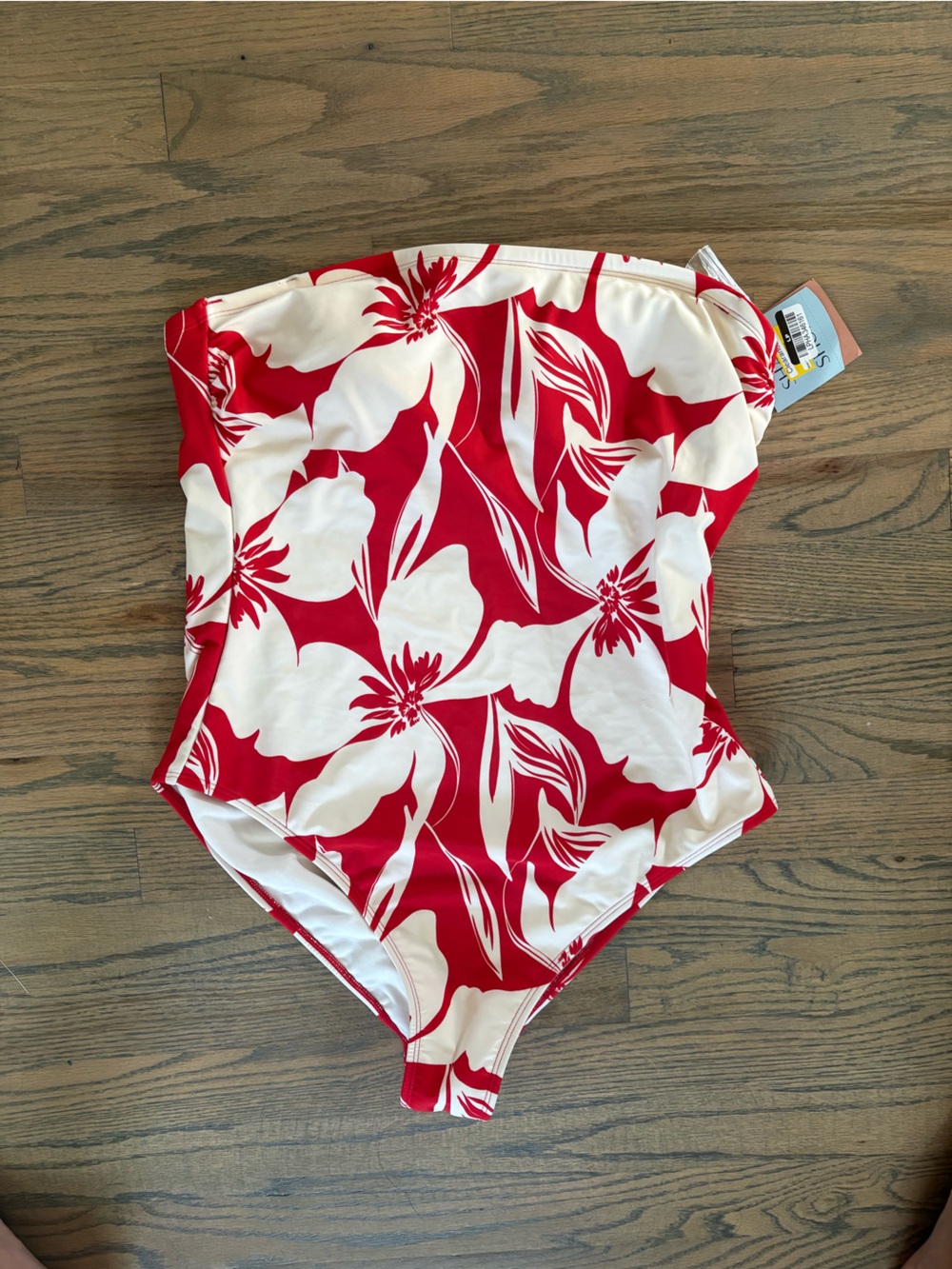 NWT Shade & Shore Red & White Bathing Suit Large